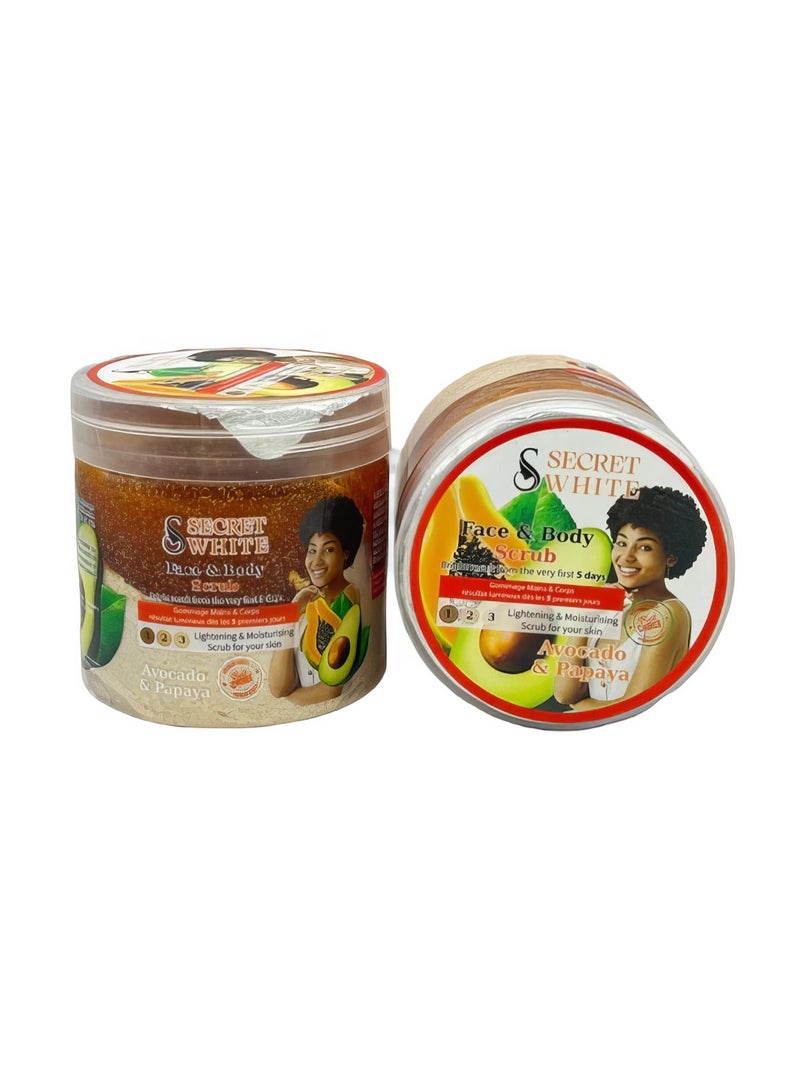 Lightening & Moisturizing Face & Body Scrub – Avocado & Papaya Formula for Even Tone, Skin Clarity, and All-Over Radiance